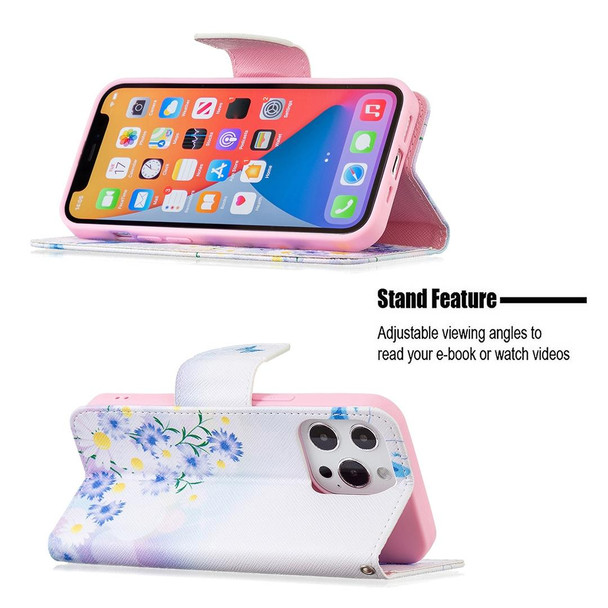 Colored Drawing Pattern Horizontal Flip Leatherette Case with Holder & Card Slots & Wallet - iPhone 13 mini(Butterfly Love)