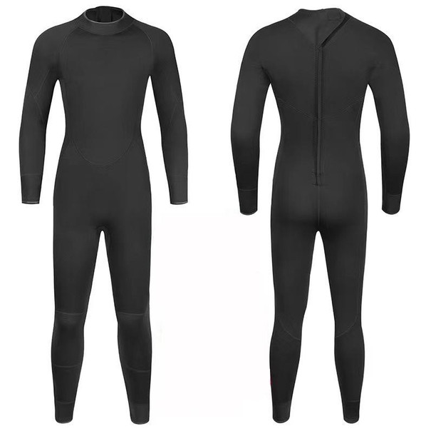 DIVESTAR 3mm Adult One Piece Wetsuit Long Back zipper Warm Diving Surf Suit, Size: XXXL(Black)