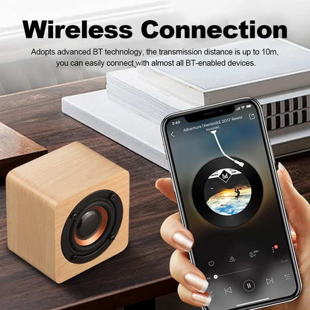 Q1 Wooden Mini Portable Mega Bass Wireless Bluetooth Speaker(Black)