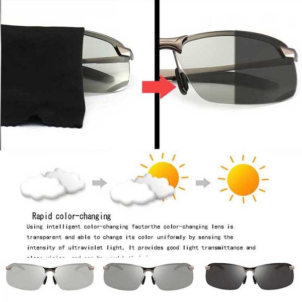 Photochromic Sunglasses Day and Night Vision Polarized Driving Eyewear(Gun Metal)