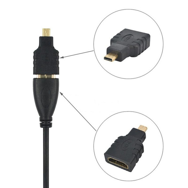 Micro HDMI Male to HDMI Female Adapter (Gold Plated)(Black)