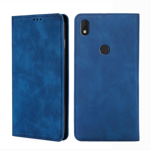 Alcatel Axel / Lumos Skin Feel Magnetic Horizontal Flip Leatherette Phone Case(Blue)