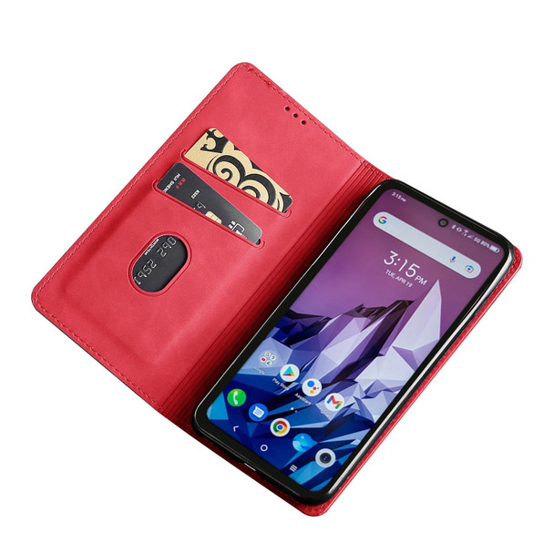 Alcatel Axel / Lumos Skin Feel Magnetic Horizontal Flip Leatherette Phone Case(Red)