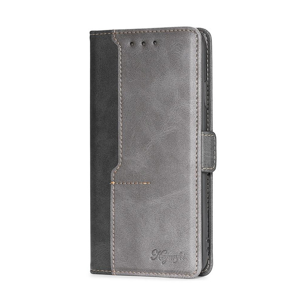Alcatel Axel/Lumos Contrast Color Side Buckle Leatherette Phone Case(Black + Grey)