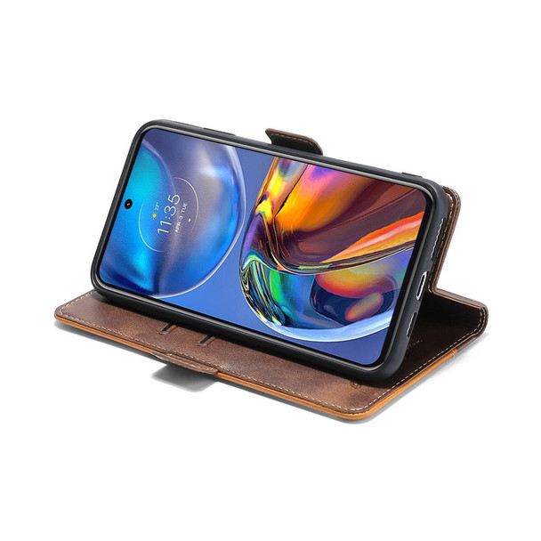 Alcatel Axel/Lumos Contrast Color Side Buckle Leatherette Phone Case(Dark Brown + Gold)