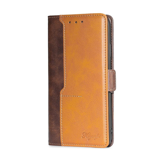 Alcatel Axel/Lumos Contrast Color Side Buckle Leatherette Phone Case(Dark Brown + Gold)