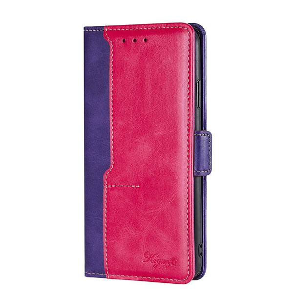 Alcatel Axel/Lumos Contrast Color Side Buckle Leatherette Phone Case(Purple + Rose Red)