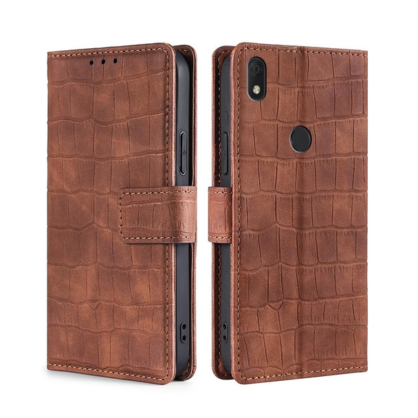 Alcatel Axel / Lumos Skin Feel Crocodile Magnetic Clasp Leatherette Phone Case(Brown)