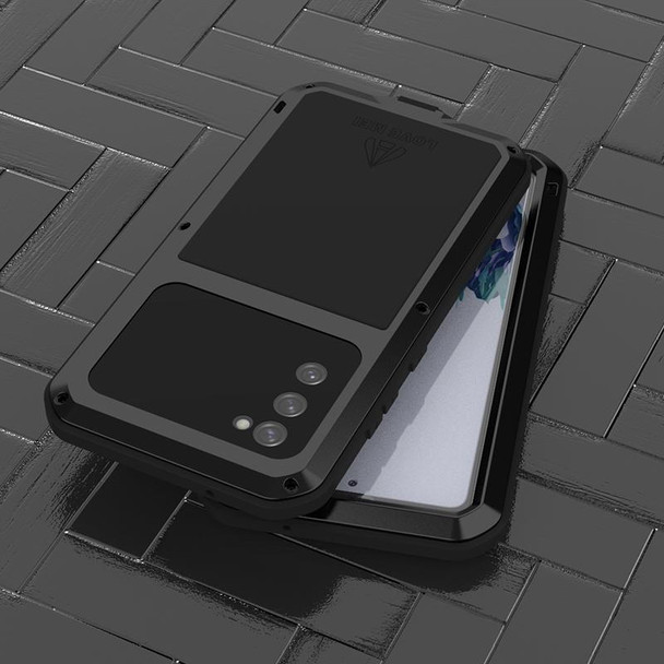Samsung Galaxy S20 FE LOVE MEI Metal Shockproof Waterproof Dustproof Protective Case with Glass(Silver)