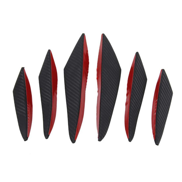 6 PCS Universal Carbon Fiber Style Car Front Bumper Body Spoiler Lip Splitter Protector Bar Strip Guard Sticker