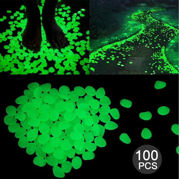 100 PCS Glow in The Dark Garden Pebbles for Walkways & Decoration and Plants Luminous Stones(Green)