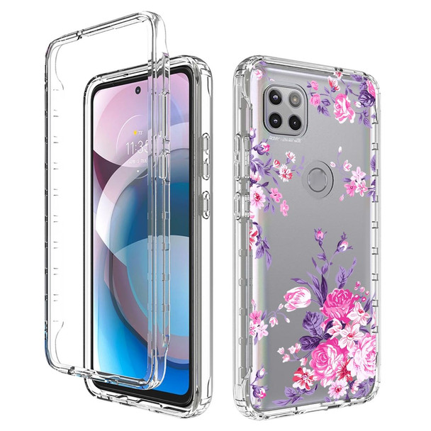 Motorola One 5G Ace Transparent Painted Phone Case(Pink Flower)