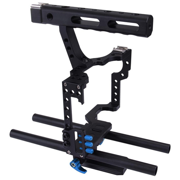 PULUZ Camera Cage Handle Stabilizer for Sony A7 & A7S & A7R, A7 II & A7R II & A7S II, A7R III & A7S III, A7R IV, A6000, A6500, A6300, Panasonic Lumix DMC-GH4(Blue)