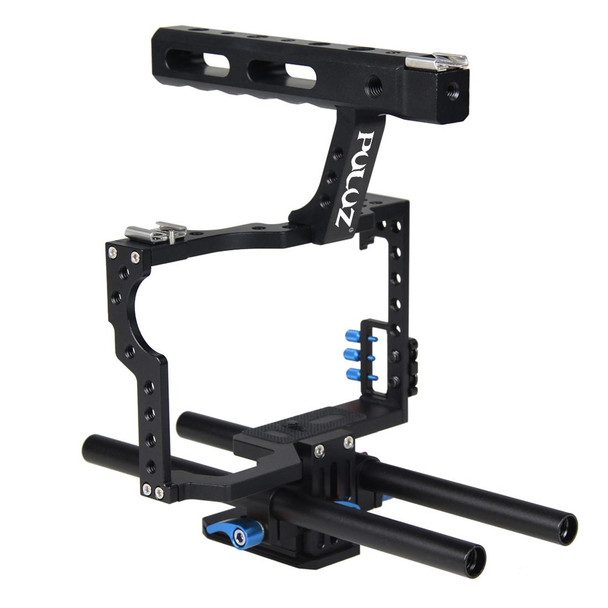 PULUZ Camera Cage Handle Stabilizer for Sony A7 & A7S & A7R, A7 II & A7R II & A7S II, A7R III & A7S III, A7R IV, A6000, A6500, A6300, Panasonic Lumix DMC-GH4(Blue)