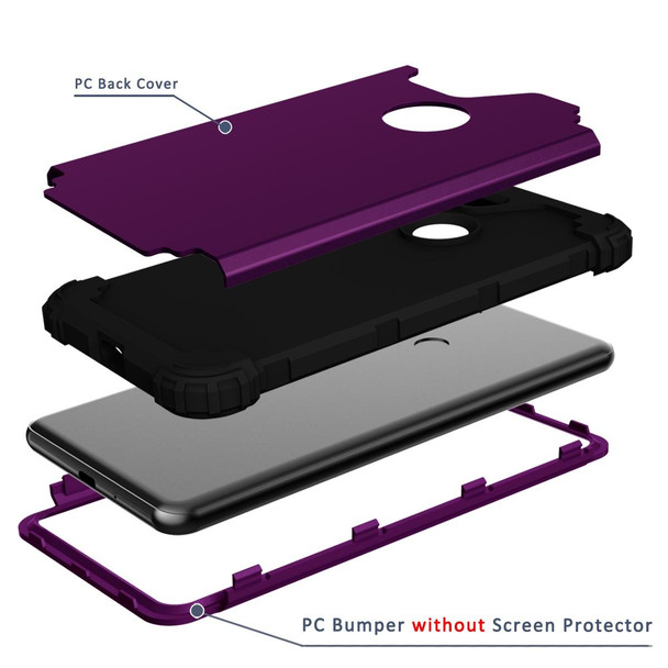 Google Pixel 3 XL 3 in 1 Shockproof PC + Silicone Protective Case(Dark Purple + Black)