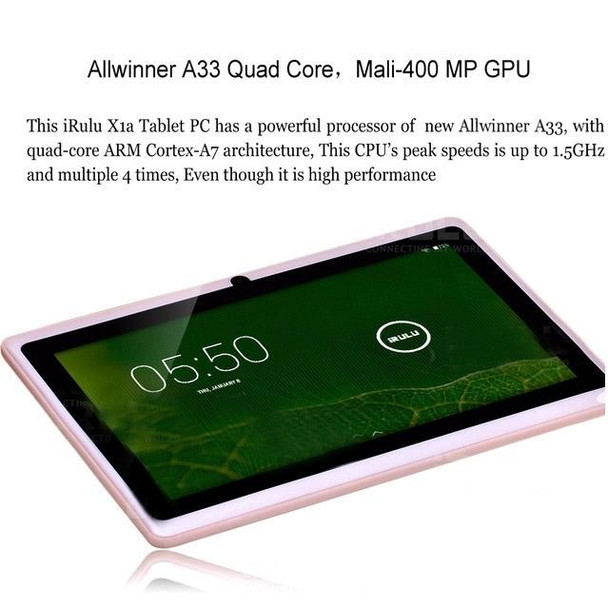 Tablet PC 7.0 inch, 1GB+16GB, Android 4.0, Allwinner A33 Quad Core 1.5GHz, WiFi, Bluetooth, OTG, G-sensor(Blue)