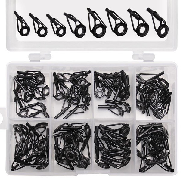 80 PCS / Box Top Ring Leading Eye Lure Rod Accessories, Style: Iron+Ceramic Ring(Black)