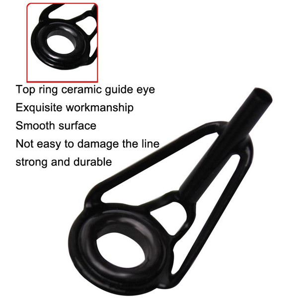 80 PCS / Box Top Ring Leading Eye Lure Rod Accessories, Style: Iron+Ceramic Ring(Black)