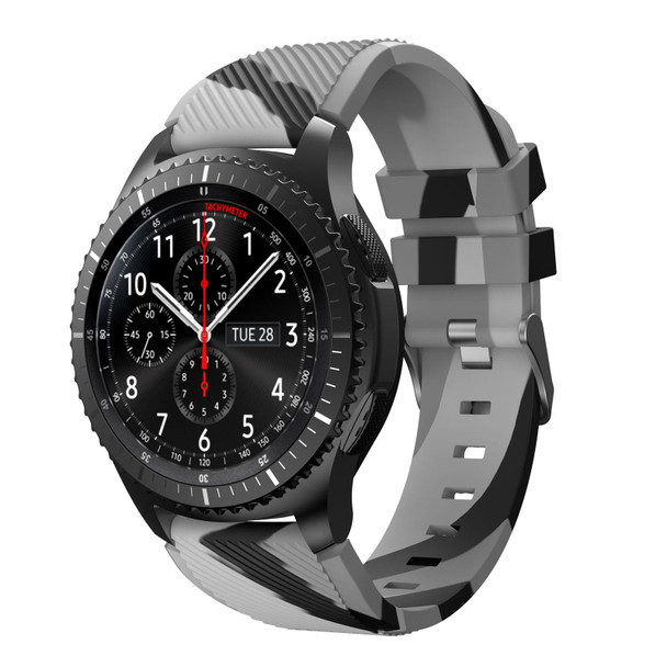 Samsung Gear S3 Twill Camouflage Silicone Watch Band(Grey)