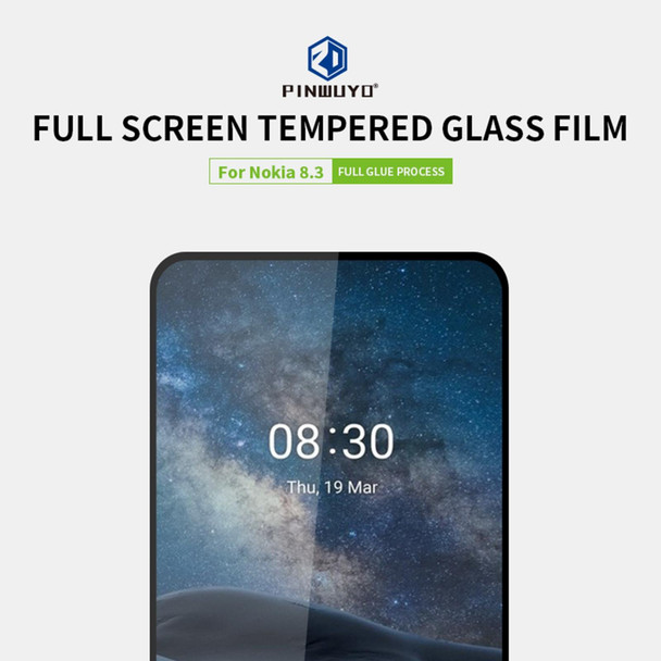 Nokia 8.3 PINWUYO 9H 2.5D Full Screen Tempered Glass Film(Black)