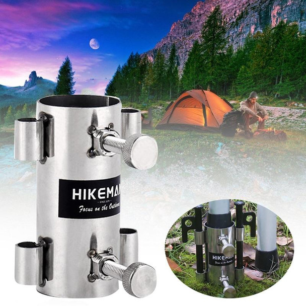 HIKEMAN Enlarged Aperture Outdoor Camping Canopy Pole Holder, Style: Stainless Steel (Silver)