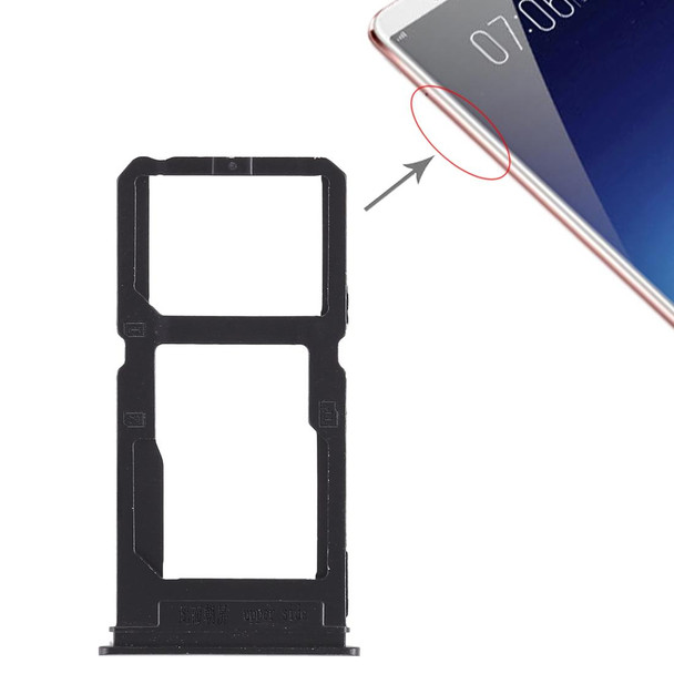 SIM Card Tray + SIM Card Tray / Micro SD Card Tray for Vivo X20 Plus(Black)