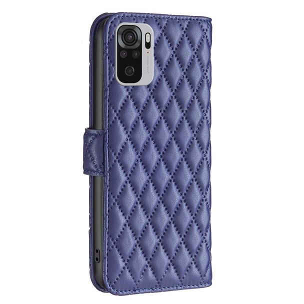 Xiaomi Redmi Note 10 4G / 10S Diamond Lattice Wallet Leather Flip Phone Case(Blue)
