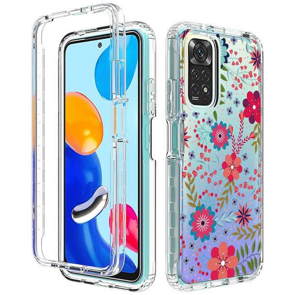 Xiaomi Redmi Note 11 PC+TPU Transparent Painted Phone Case(Small Floral)