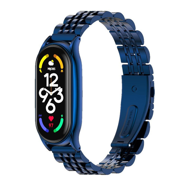 Xiaomi Mi Band 7 / 7 NFC MIJOBS Plus Seven-bead Metal Stainless Steel Watch Band(Blue)