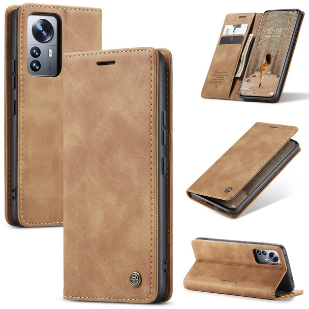 Xiaomi 12 Pro CaseMe 013 Multifunctional Horizontal Flip Leather Phone Case(Brown)