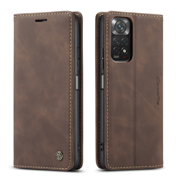 Xiaomi Redmi Note 11 4G/Note 11S Global CaseMe 013 Multifunctional Horizontal Flip Leather Phone Case(Coffee)