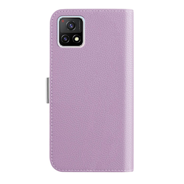 vivo Y72 5G Indian Candy Color Litchi Texture Leather Phone Case(Light Purple)