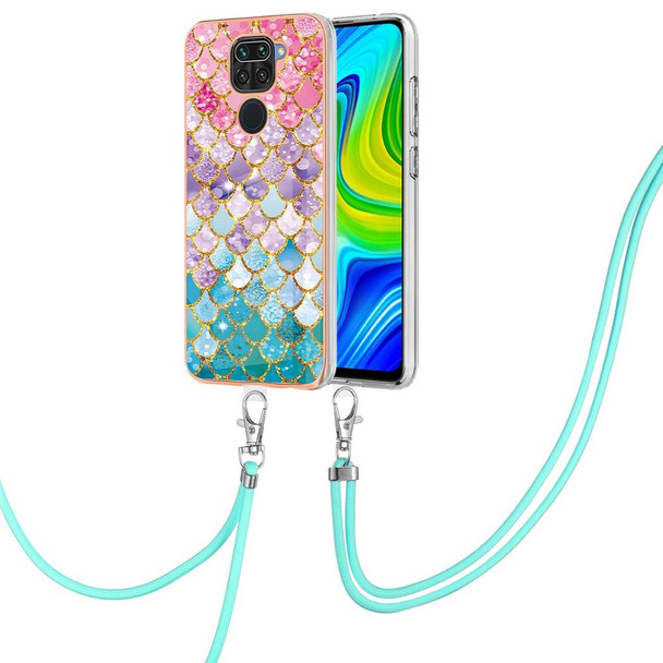 Xiaomi Redmi Note 9 / Redmi 10X 4G Electroplating IMD TPU Phone Case with Lanyard(Colorful Scales)