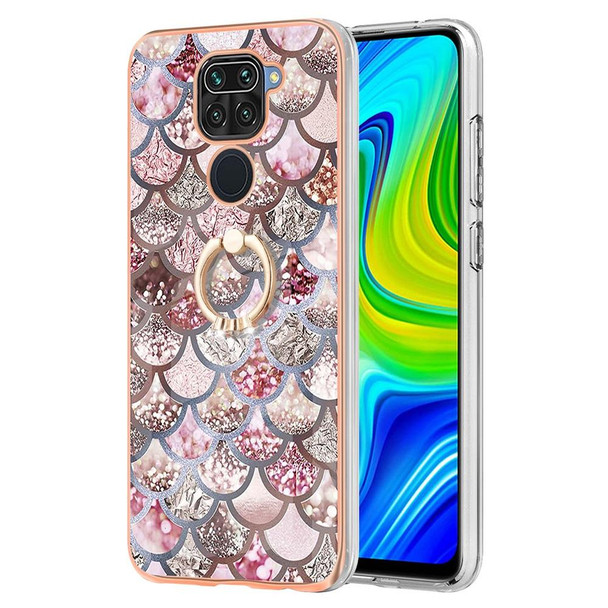 Xiaomi Redmi Note 9 / Redmi 10X 4G Electroplating IMD TPU Phone Case with Ring(Pink Scales)