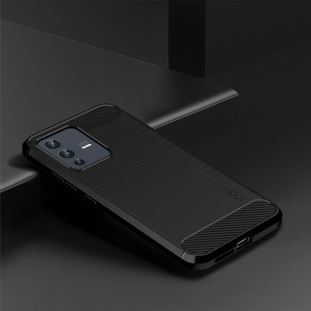 vivo V23 5G/S12 MOFI Gentleness Series Brushed Texture Carbon Fiber Soft TPU Phone Case(Black)