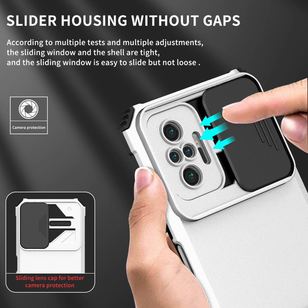 Xiaomi Redmi Note 10 Pro 4G Stereoscopic Holder Sliding Camshield Phone Case(White)