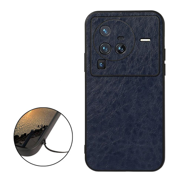 vivo X80 Pro Accurate Hole Crazy Horse Texture PU Phone Case(Blue)