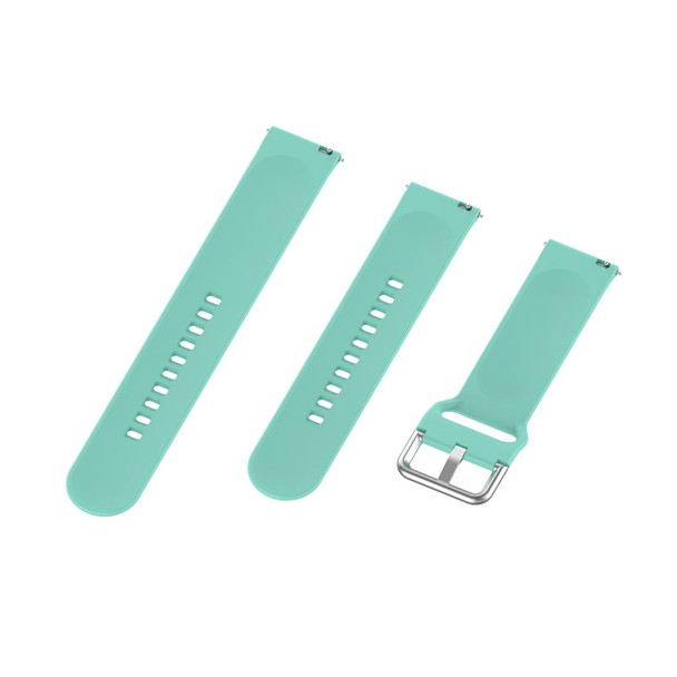 22mm Universal Silver Buckle Silicone Watch Band, Size:L(Mint Green)