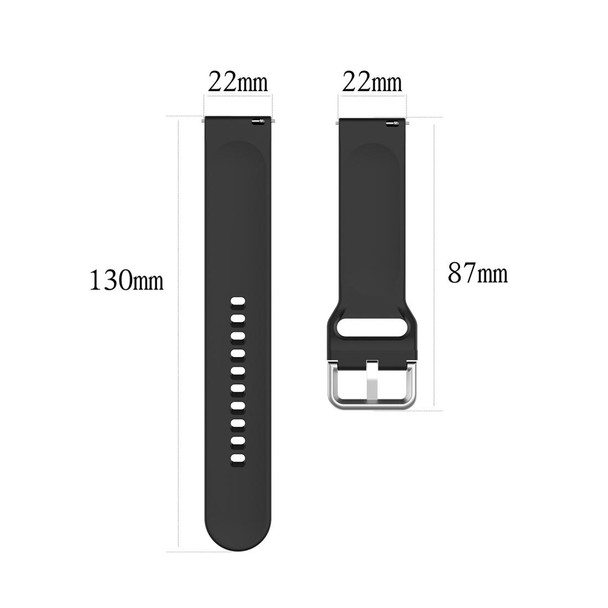 22mm Universal Silver Buckle Silicone Watch Band, Size:L(Dark Green)