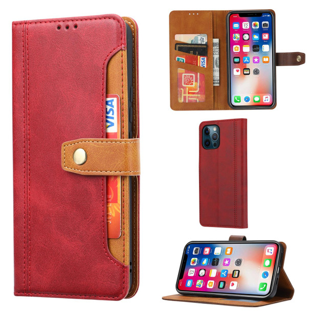 Calf Texture Double Fold Clasp Horizontal Flip Leatherette Case with Photo Frame & Holder & Card Slots & Wallet - iPhone 13 Pro(Red)