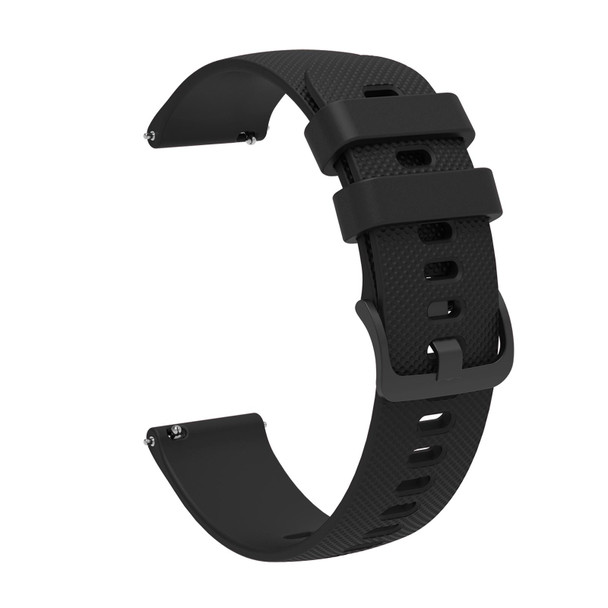 22mm Pockmarked Tonal Buckle Silicone Watch Band for Huawei Watch / Samsung Galaxy Watch(Black)