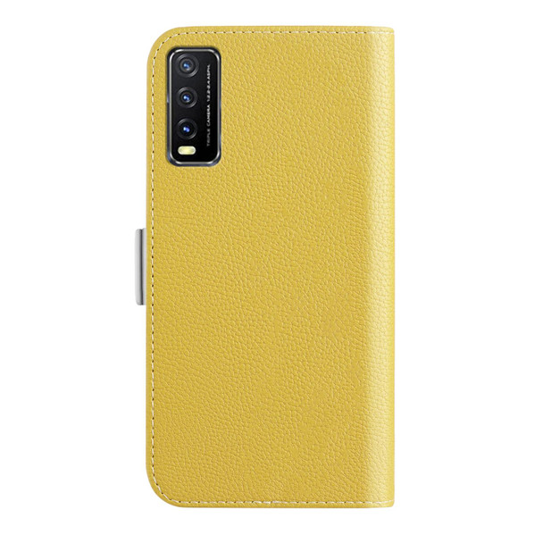 vivo Y20 2021 Indian Candy Color Litchi Texture Leather Phone Case(Yellow)