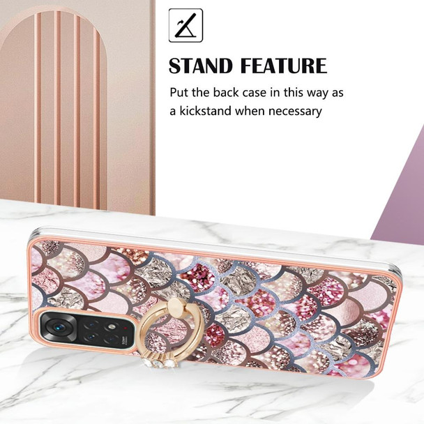 Xiaomi Redmi Note 11S / Note 11 Global Electroplating IMD TPU Phone Case with Ring(Pink Scales)