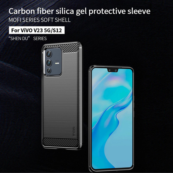 vivo V23 5G/S12 MOFI Gentleness Series Brushed Texture Carbon Fiber Soft TPU Phone Case(Red)