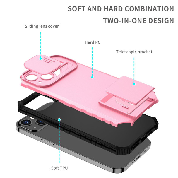 Xiaomi Redmi Note 10 Pro 4G Stereoscopic Holder Sliding Camshield Phone Case(Pink)
