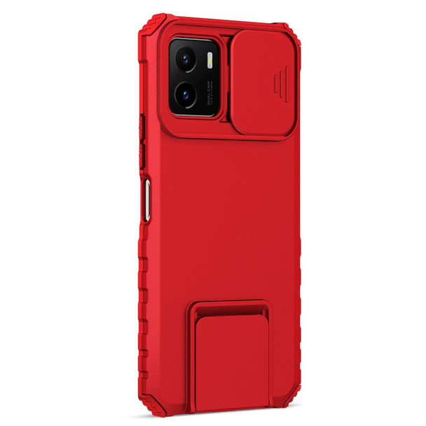 vivo Y15s / Y15a Stereoscopic Holder Sliding Camshield Phone Case(Red)