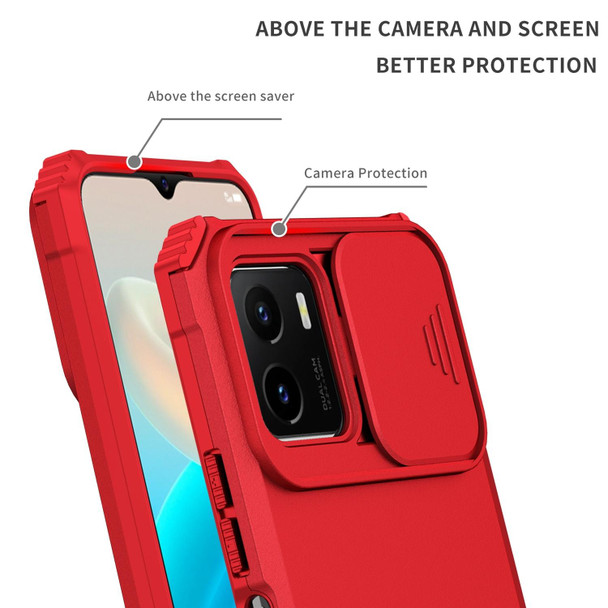 vivo Y15s / Y15a Stereoscopic Holder Sliding Camshield Phone Case(Red)