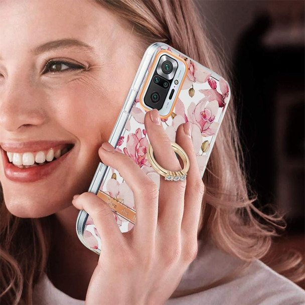 Xiaomi Redmi Note 10 Pro / Note 10 Pro Max Ring IMD Flowers TPU Phone Case(Pink Gardenia)