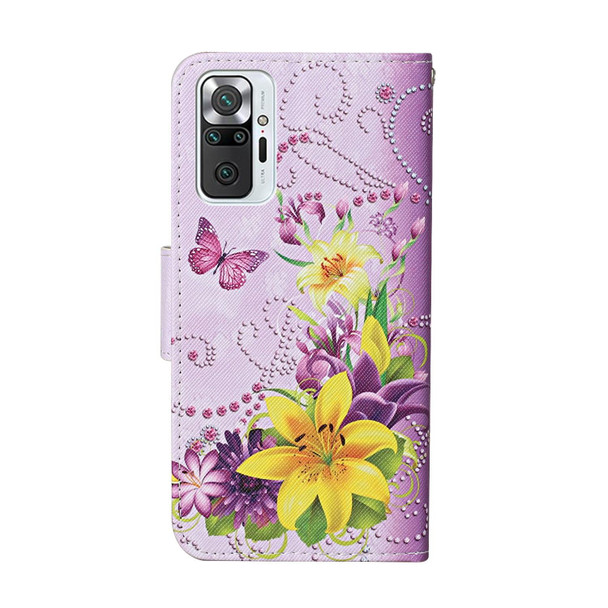 Xiaomi Redmi Note 10 Pro Colored Drawing Pattern Flip Leather Case(Yellow Flower Butterfly)