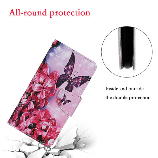 Xiaomi Redmi Note 10 Pro Colored Drawing Pattern Flip Leather Case(Red Flower Butterfly)